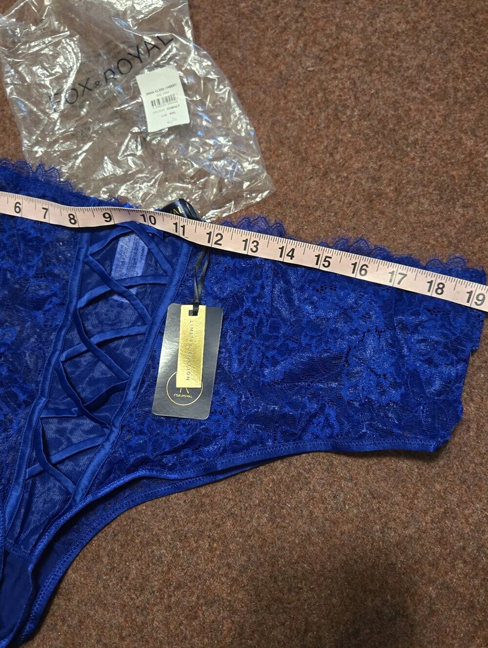 New! Fox & Royal Irina Cless Cheeky Sheer Lingerie No Crotch Size XXL Royal Blue - Picture 8 of 8